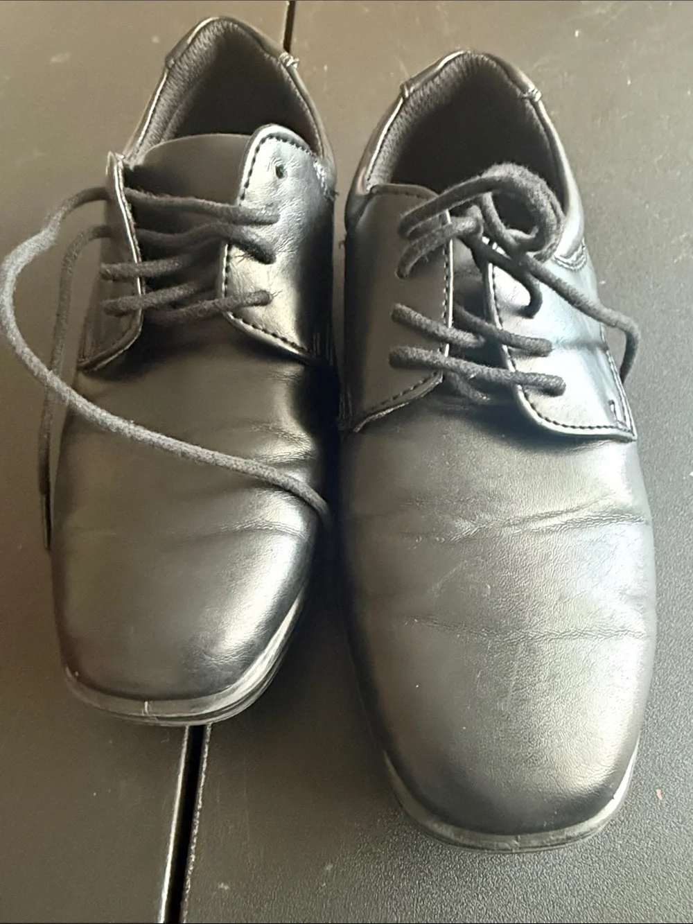 Kids Black Dress Lace-Up Shoes